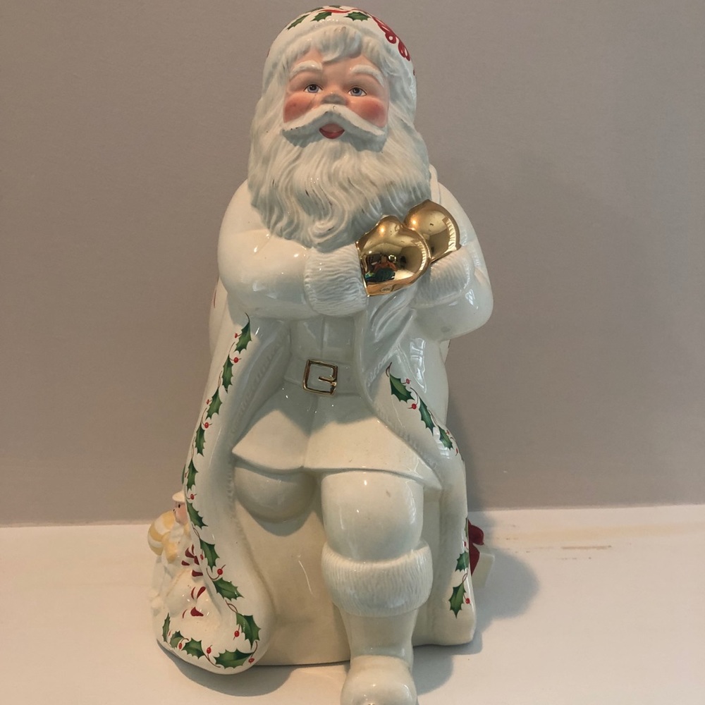 Lenox white gold Santa cookie jar